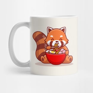 Cute Red Panda Eating Ramen Mug